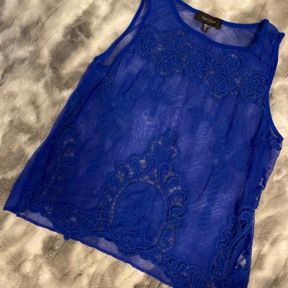 Karen Kane Lace Embroidered Tank Top